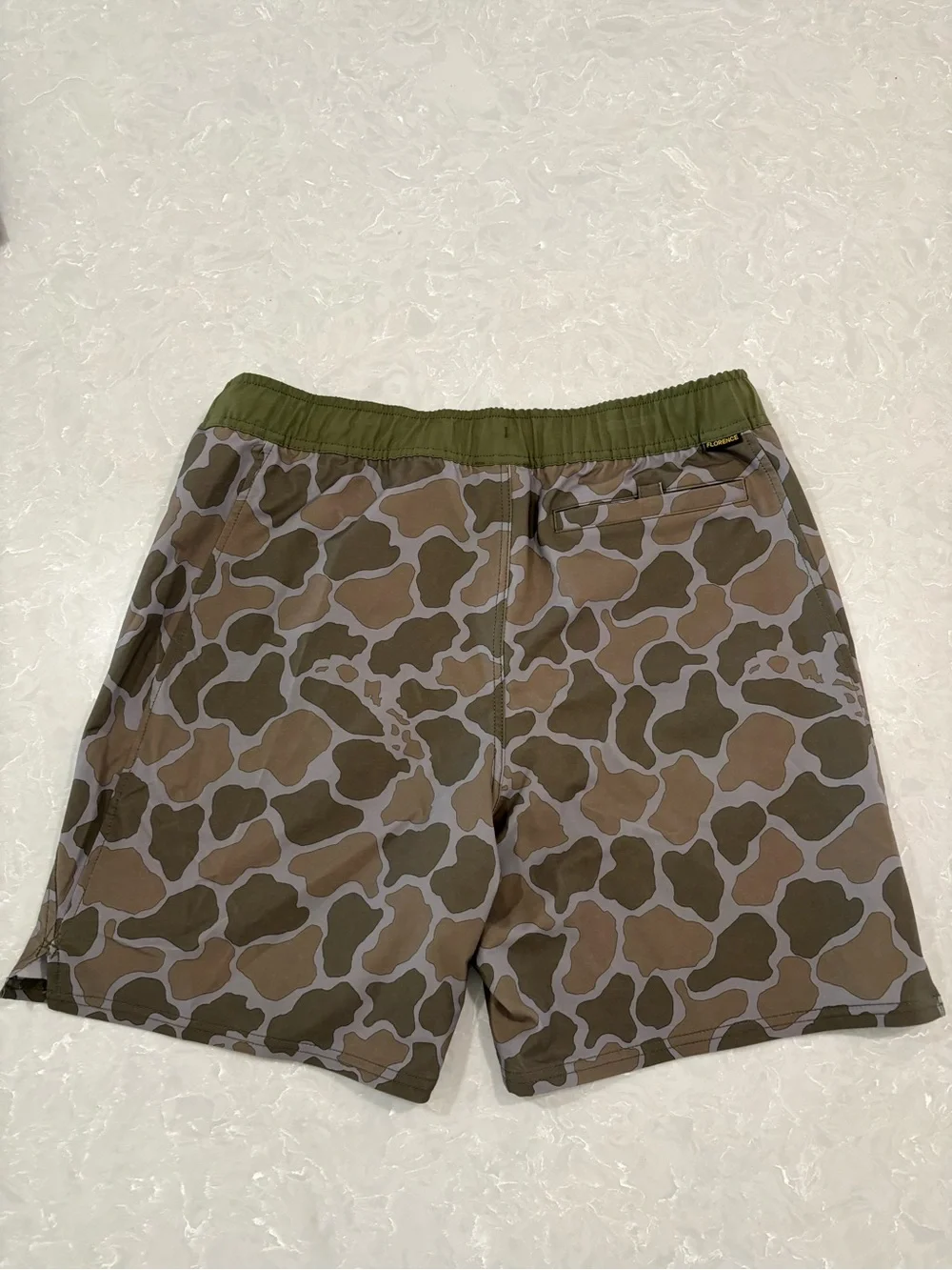 Men's Olive Camo Swim Trunks with Drawstring- Florence Surf